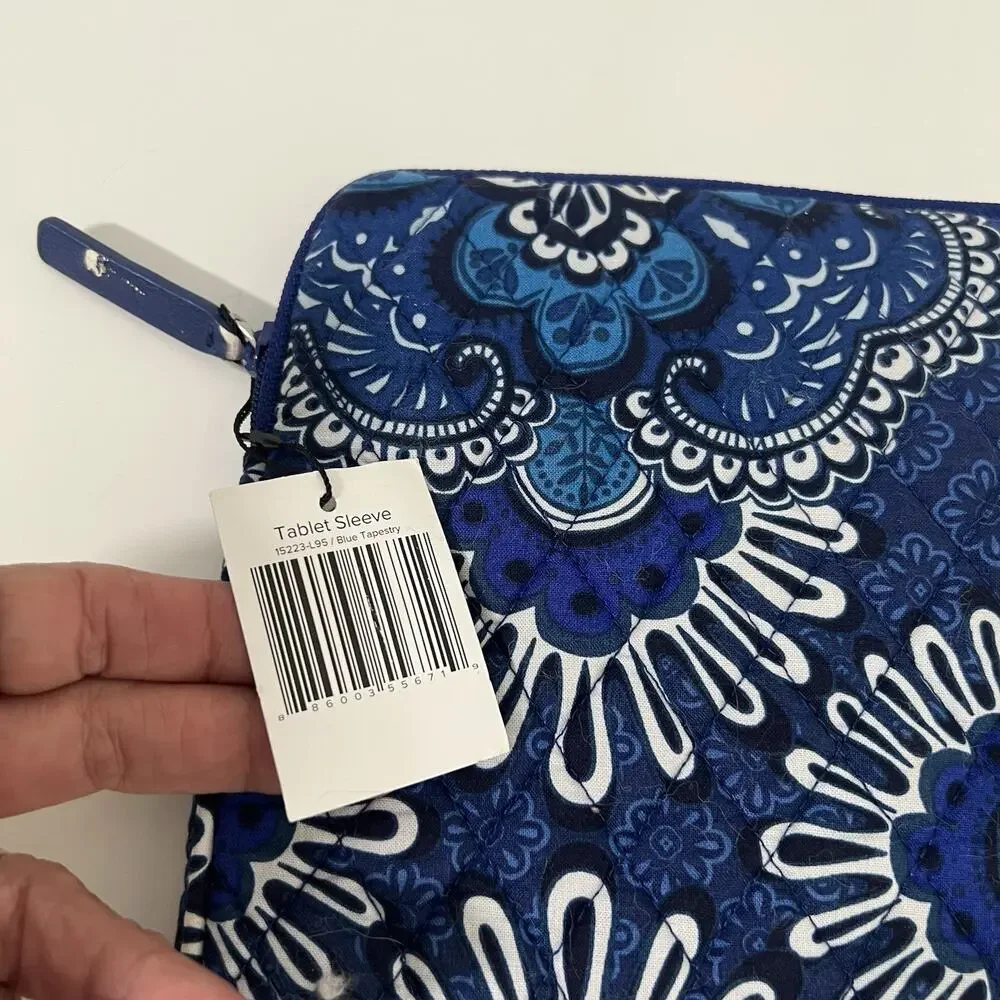 Vera Bradley Tablet Sleeve Zipper Case Cover Blue Tapestry Print Floral